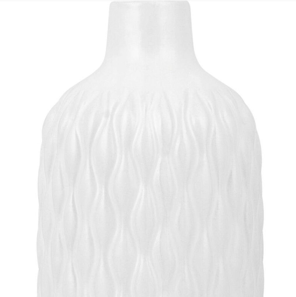 Textured White Stoneware Decorative Vase