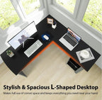 L-Shaped Corner Computer Desk with 2-Tier Shelf