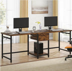 Extra-Long Double Workstation Desk with Drawers & Storage