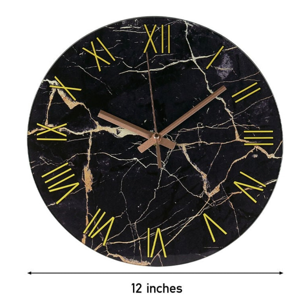 Black Marble Roman Numeral Wall Clock