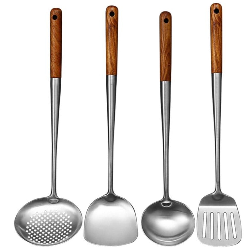 Premium Stainless Steel & Wooden Handle Kitchen Utensil Set