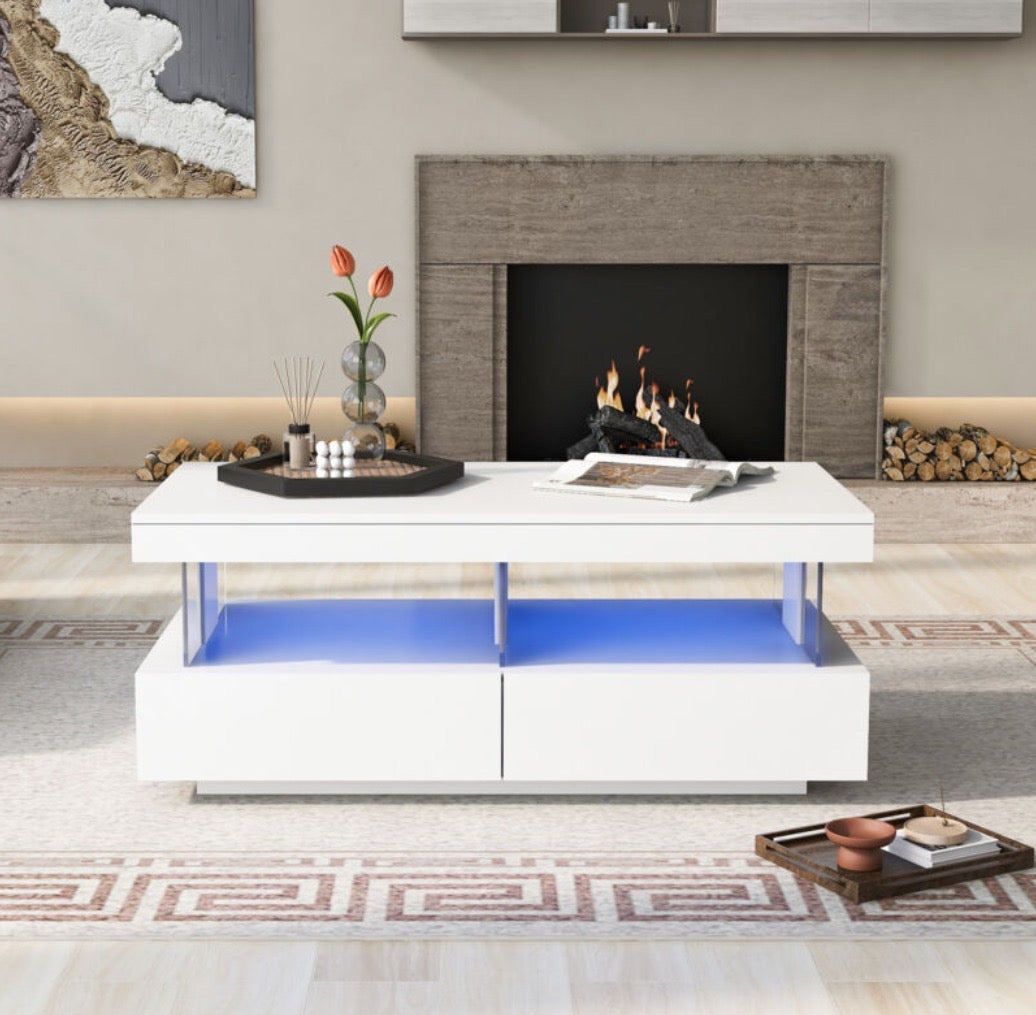 Modern High-Gloss LED Coffee Table