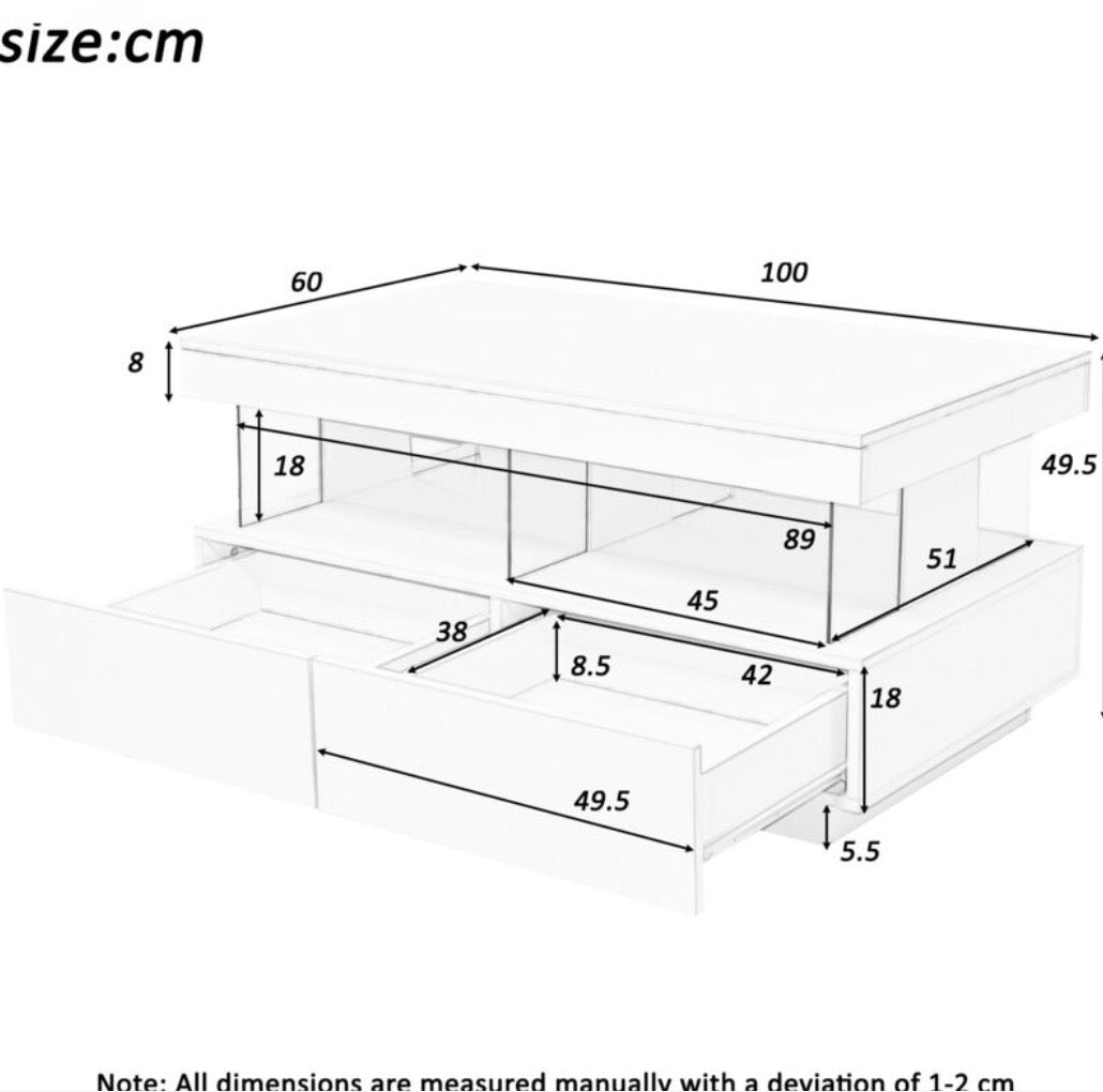Modern High-Gloss LED Coffee Table