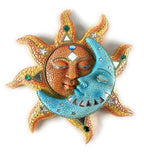 Metal Sun & Moon Face Wall Art