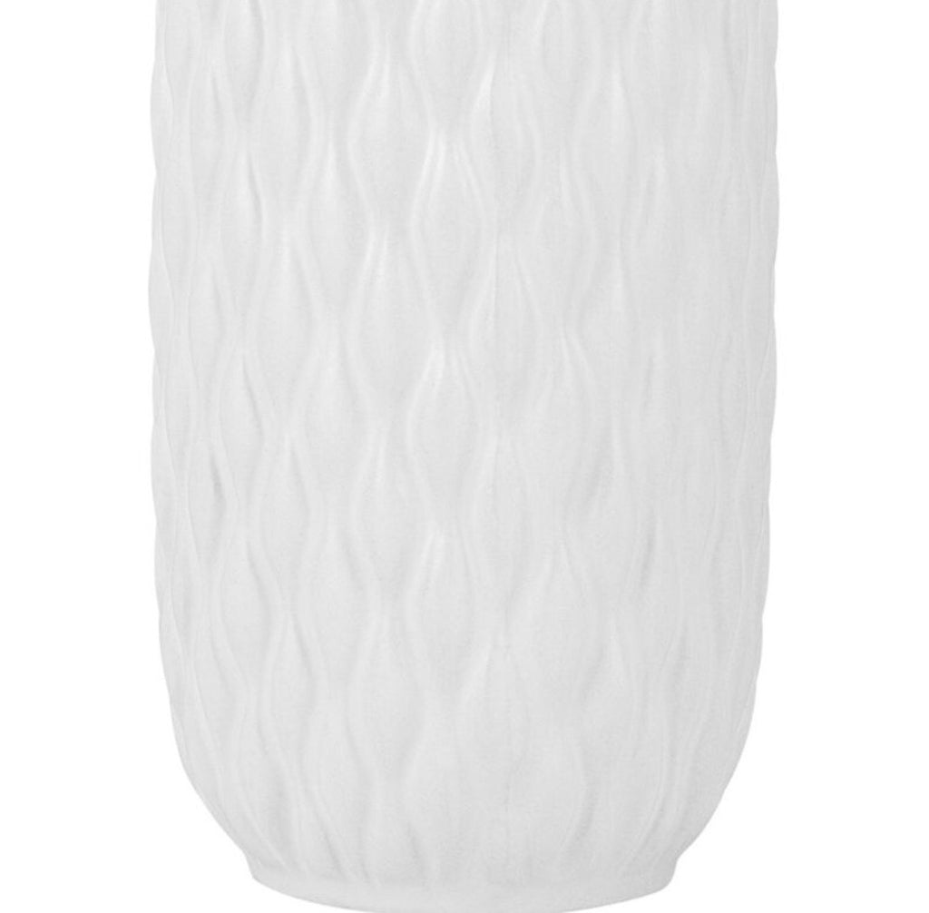 Textured White Stoneware Decorative Vase