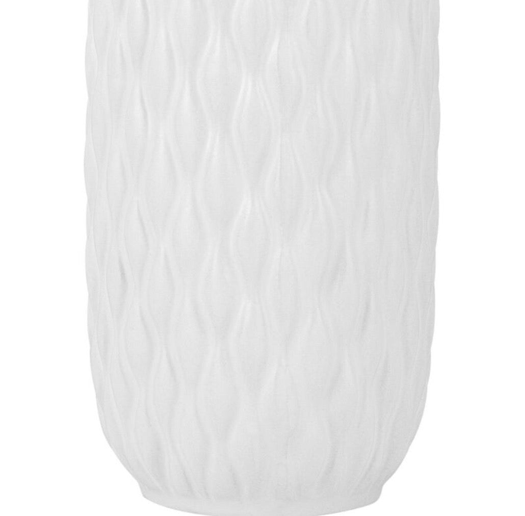 Textured White Stoneware Decorative Vase