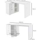 L-Shaped Corner Computer Desk with Storage Drawers