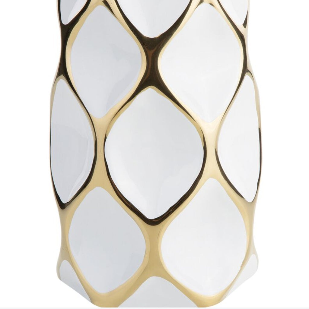 Luxury White & Gold Stoneware Decorative Vase