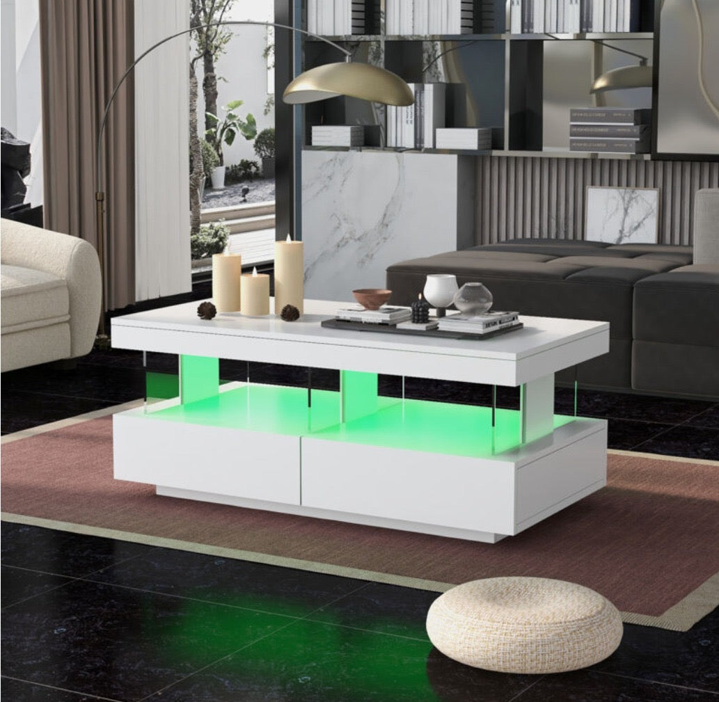 Modern High-Gloss LED Coffee Table