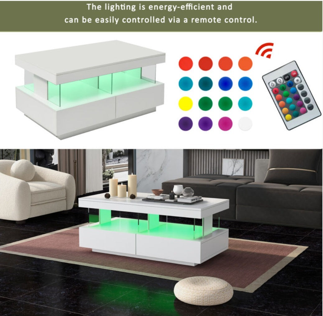 Modern High-Gloss LED Coffee Table