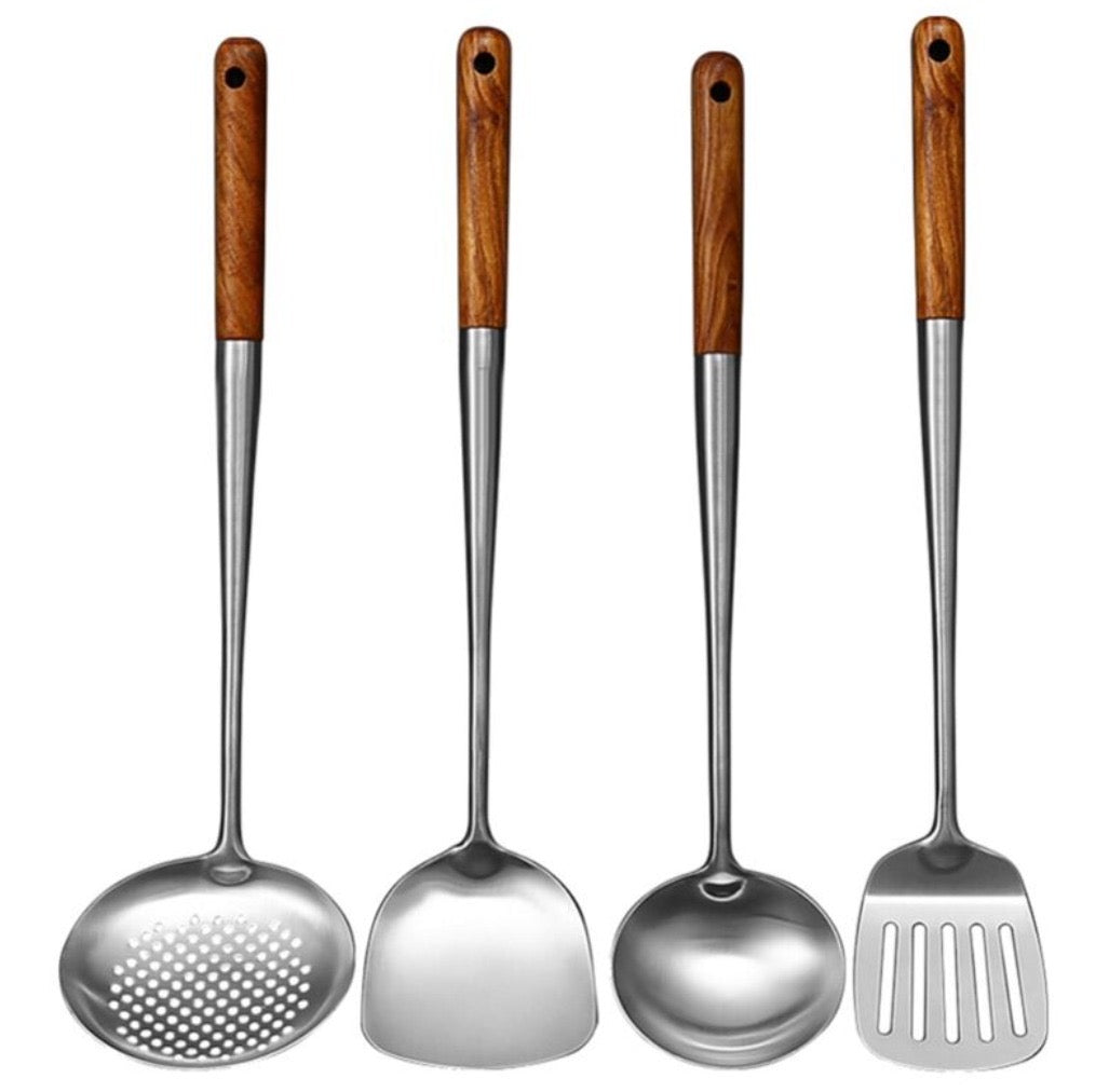 Premium Stainless Steel & Wooden Handle Kitchen Utensil Set