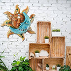 Metal Sun & Moon Face Wall Art