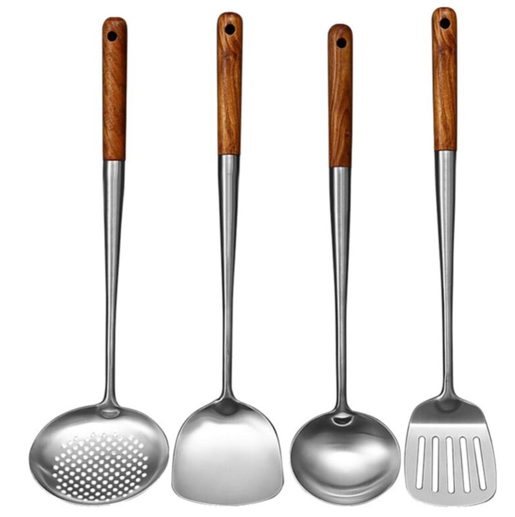 Premium Stainless Steel & Wooden Handle Kitchen Utensil Set