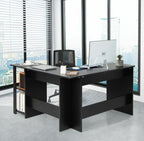 L-Shaped Corner Computer Desk with 2-Tier Shelf