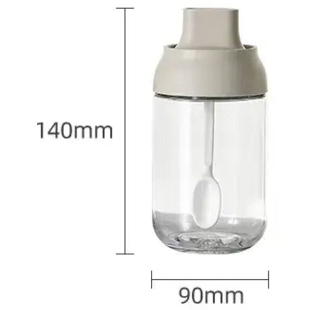 Transparent Spice Jar with Built-In Measuring Spoon