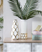 Luxury White & Gold Stoneware Decorative Vase